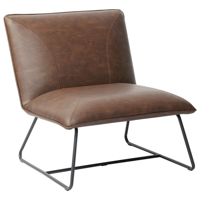 Jordan Armless Accent Chair in Chocolate Leatherette with Chrome Metal Base by Diamond Sofa - Home And Beyond