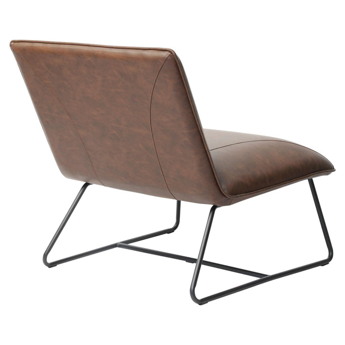 Jordan Armless Accent Chair in Chocolate Leatherette with Chrome Metal Base by Diamond Sofa - Home And Beyond