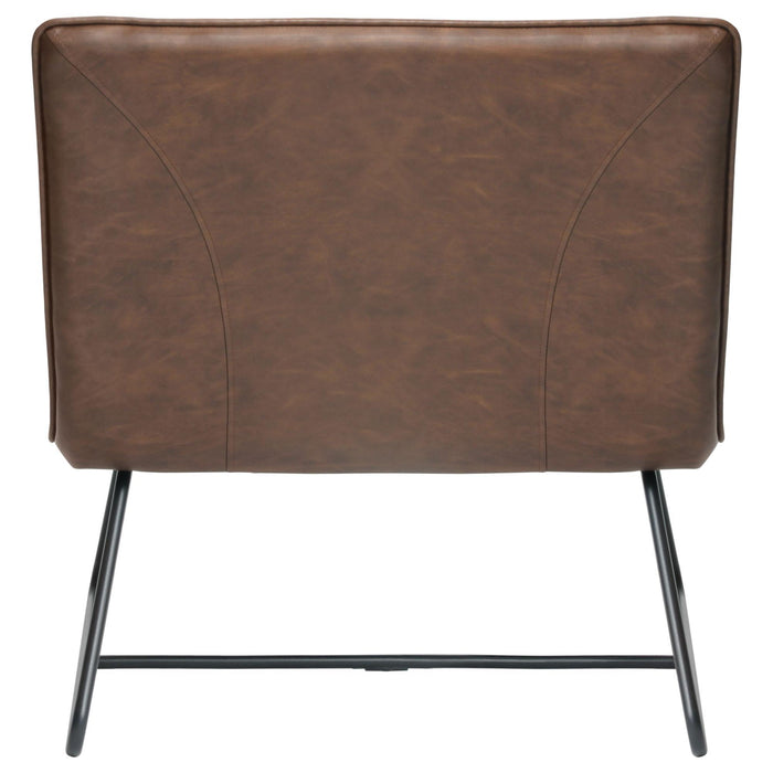 Jordan Armless Accent Chair in Chocolate Leatherette with Chrome Metal Base by Diamond Sofa