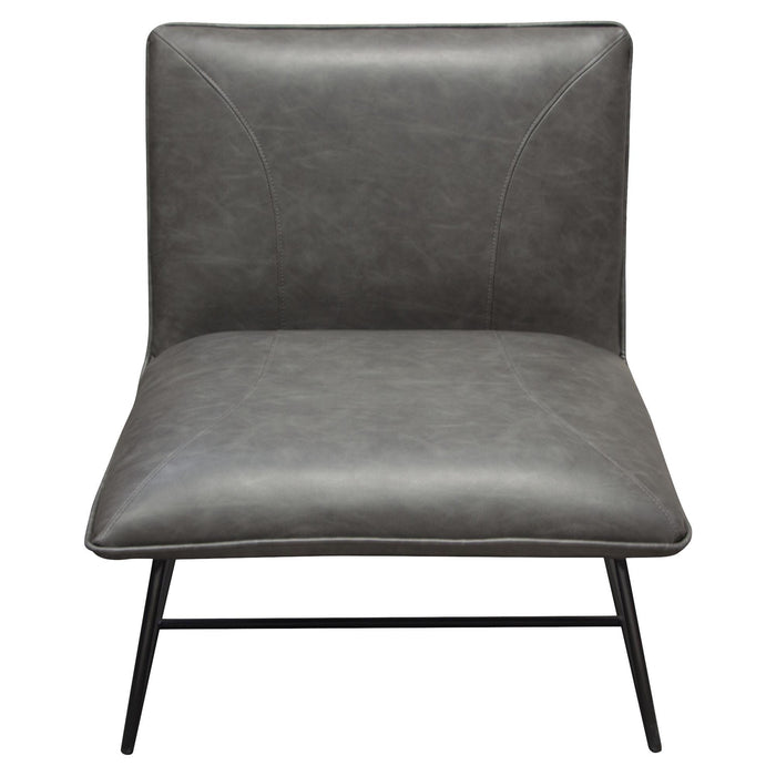 Jordan Armless Accent Chair in Weathered Grey Leatherette with Black Metal Base by Diamond Sofa