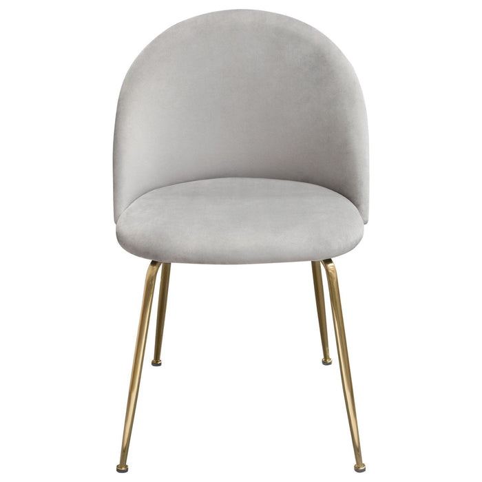 Lilly Set of (2) Dining Chairs in Grey Velvet w/ Brushed Gold Metal Legs by Diamond Sofa