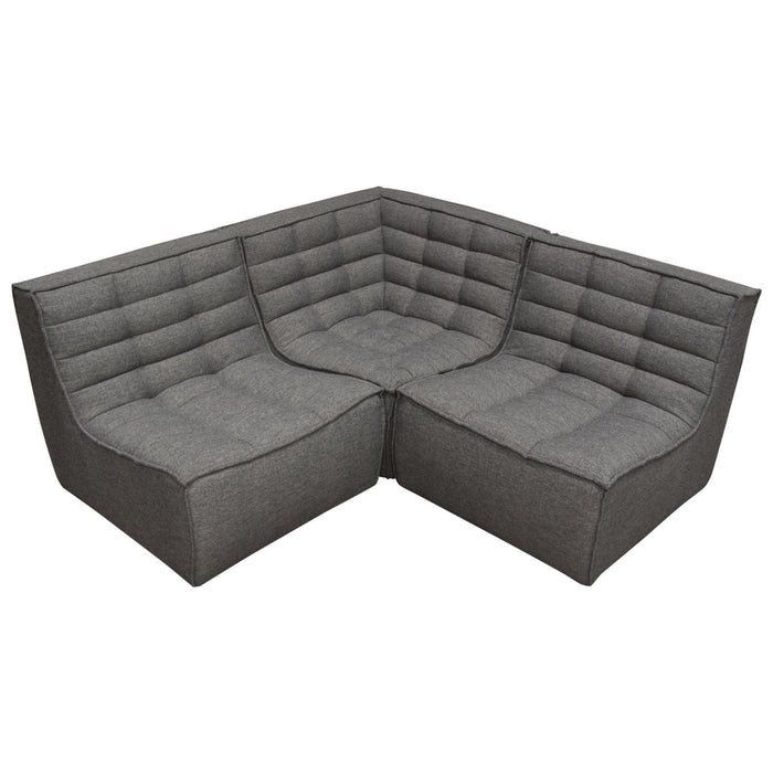 Marshall 3PC Corner Modular Sectional w/ Scooped Seat in Grey Fabric by Diamond Sofa