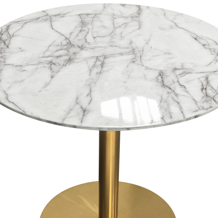 Stella 36" Round Dining Table w/ Faux Marble Top and Brushed Gold Metal Base by Diamond Sofa