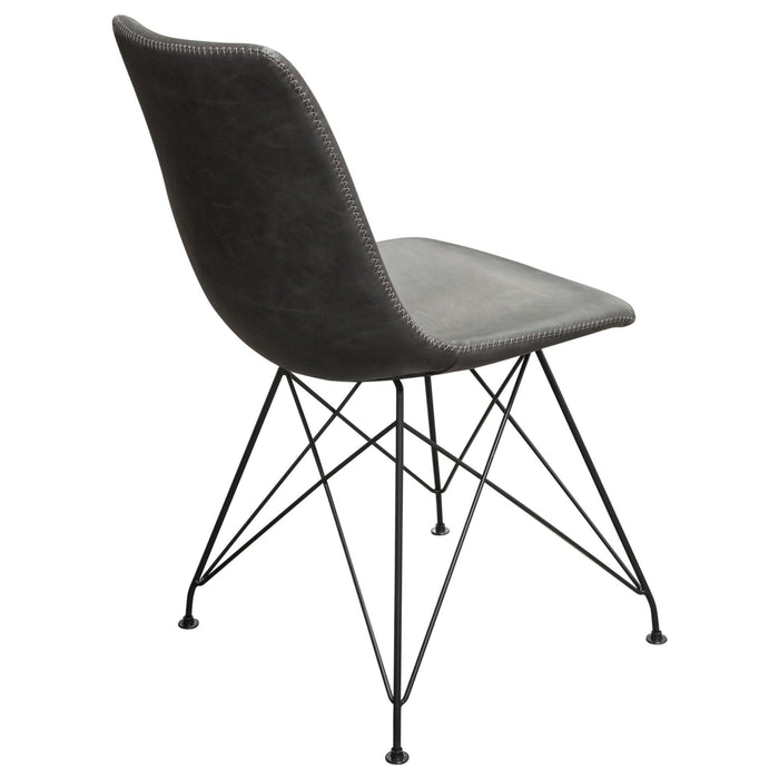 Theo Set of (4) Dining Chairs in Weathered Grey Leatherette w/ Black Metal Base by Diamond Sofa