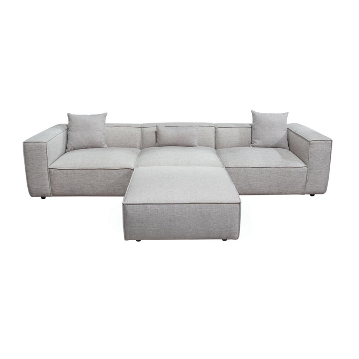 Vice 4PC Modular Sectional in Barley Fabric with Ottoman by Diamond Sofa