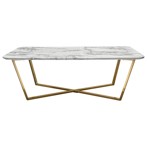 Vida Rectangle Cocktail Table w/ Faux Marble Top and Brushed Gold Metal Frame by Diamond Sofa image