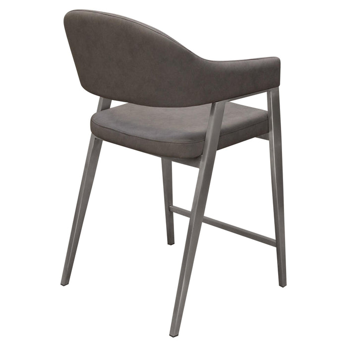 Adele Set of Two Counter Height Chairs in Grey Leatherette w/ Brushed Stainless Steel Leg by Diamond Sofa