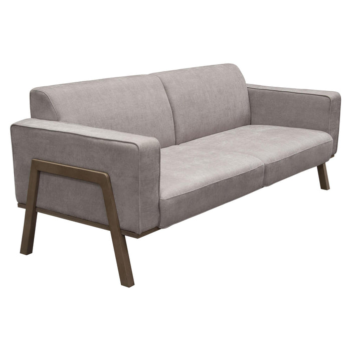 Blair Sofa in Grey Fabric with Curved Wood Leg Detail by Diamond Sofa