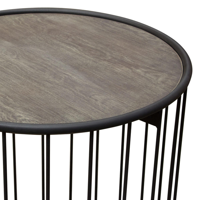 Gibson 22" Round End Table with Grey Oak Finished Top and Metal Base by Diamond Sofa