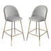 Lilly Set of (2) Bar Height Chairs in Grey Velvet w/ Brushed Gold Metal Legs by Diamond Sofa image