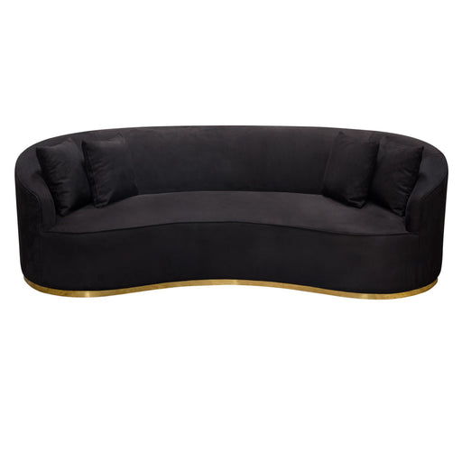 Raven Sofa in Black Suede Velvet w/ Brushed Gold Accent Trim by Diamond Sofa image