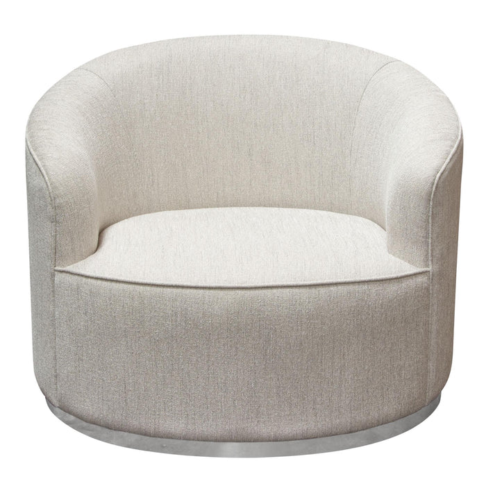 Raven Chair in Light Cream Fabric w/ Brushed Silver Accent Trim by Diamond Sofa