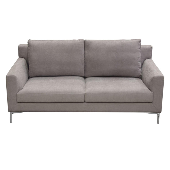 Seattle Loose Back Loveseat in Grey Polyester Fabric w/ Polished Silver Metal Leg by Diamond Sofa