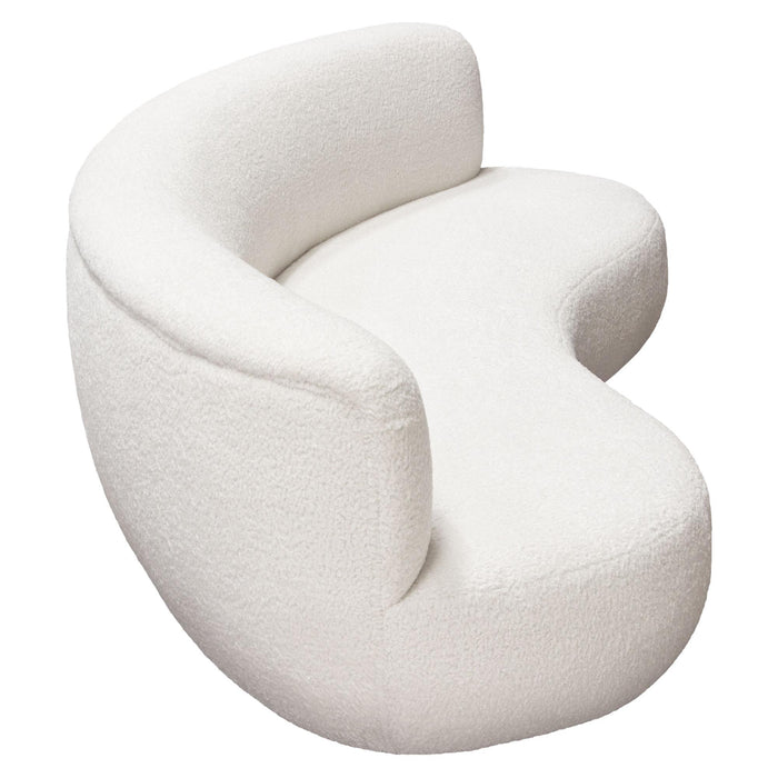 Simone Curved Sofa in White Faux Sheepskin Fabric by Diamond Sofa