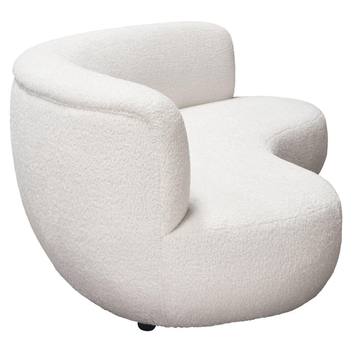 Simone Curved Sofa in White Faux Sheepskin Fabric by Diamond Sofa