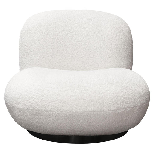 Simone Swivel Accent Chair in White Faux Sheepskin Fabric by Diamond Sofa - Home And Beyond