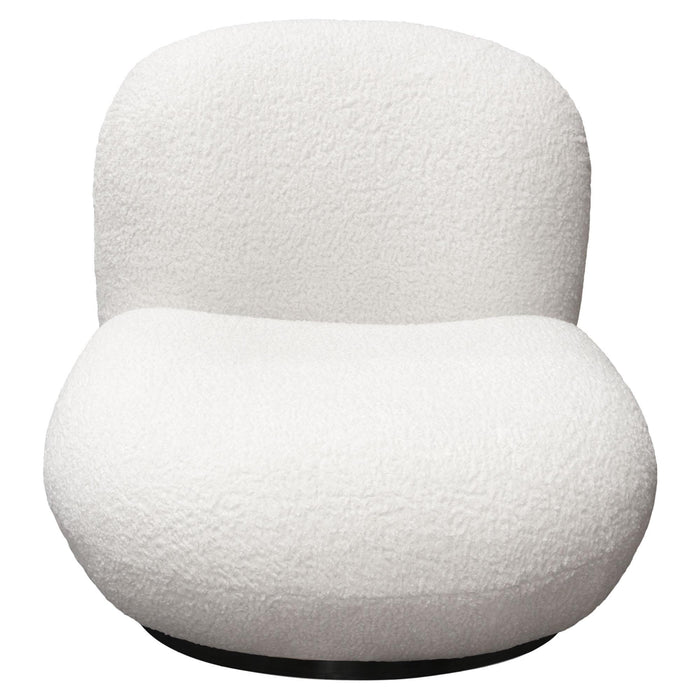 Simone Swivel Accent Chair in White Faux Sheepskin Fabric by Diamond Sofa - Home And Beyond