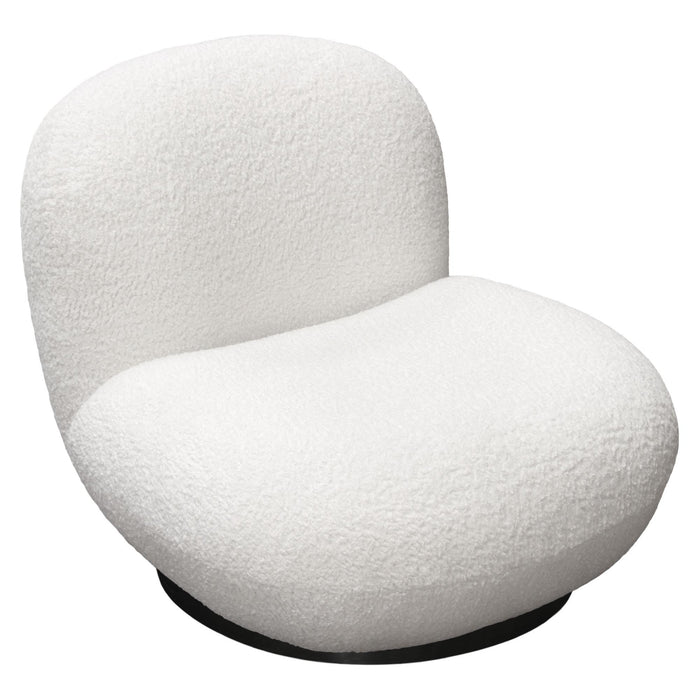 Simone Swivel Accent Chair in White Faux Sheepskin Fabric by Diamond Sofa - Home And Beyond