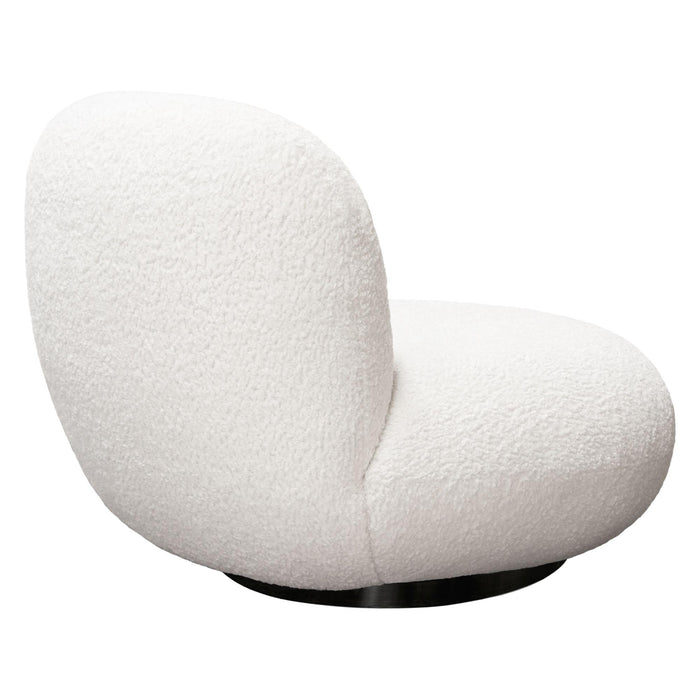 Simone Swivel Accent Chair in White Faux Sheepskin Fabric by Diamond Sofa