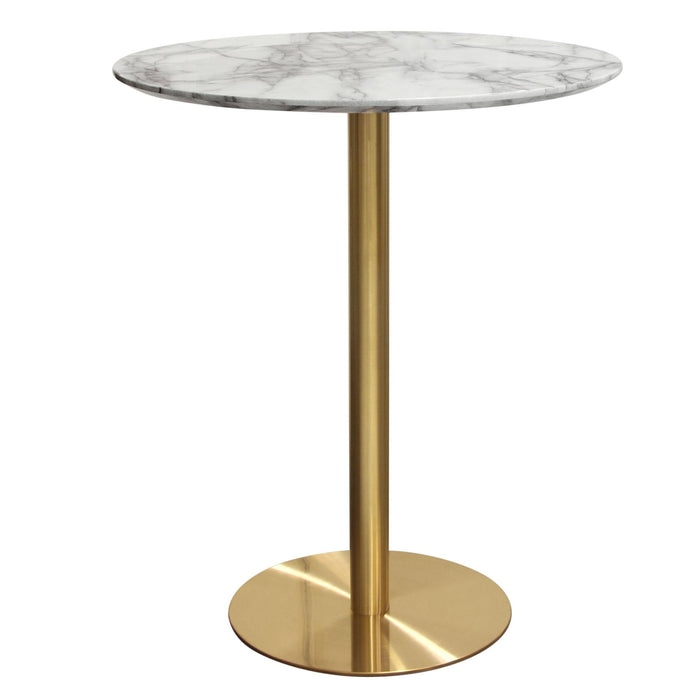 Stella 36" Round Bar Height Table w/ Faux Marble Top and Brushed Gold Metal Base by Diamond Sofa