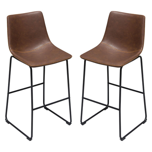 Theo Set of (2) Bar Height Chairs in Chocolate Leatherette w/ Black Metal Base by Diamond Sofa image