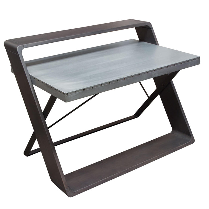 Barclay Zinc Top Writing Desk w/ Mango Wood & Iron Base by Diamond Sofa