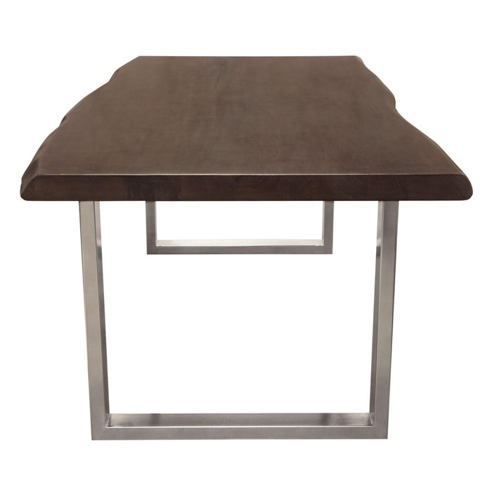 Bowen Solid Acacia Wood Top Dining Table with Live Edge in Espresso Finish w/ Nickel Plated Base by Diamond Sofa