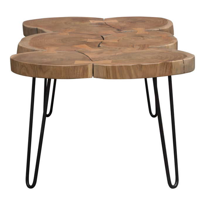 Joss Natural Acacia One of a Kind Live Edge Rectangle Cocktail Table w/ Black Hairpin Legs by Diamond Sofa