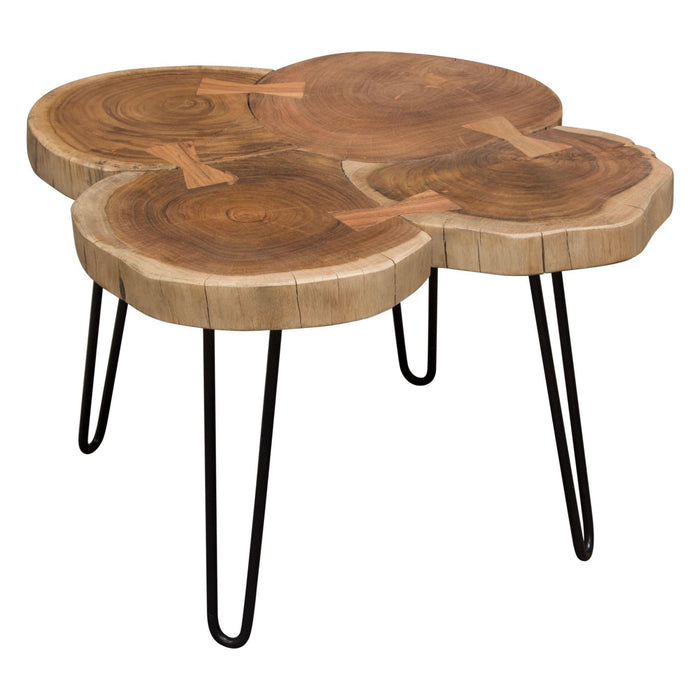 Joss Natural Acacia One of a Kind Live Edge Square Cocktail Table w/ Black Hairpin Legs by Diamond Sofa