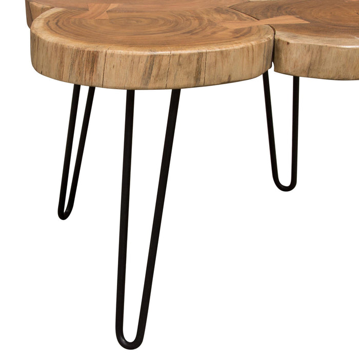 Joss Natural Acacia One of a Kind Live Edge Square Cocktail Table w/ Black Hairpin Legs by Diamond Sofa