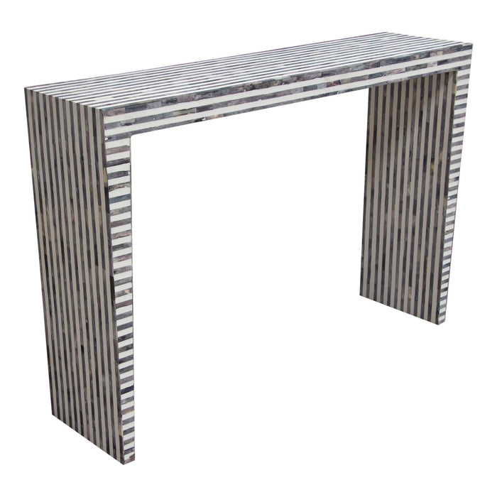 Mosaic Console Table w/ Bone Inlay in Linear Pattern by Diamond Sofa