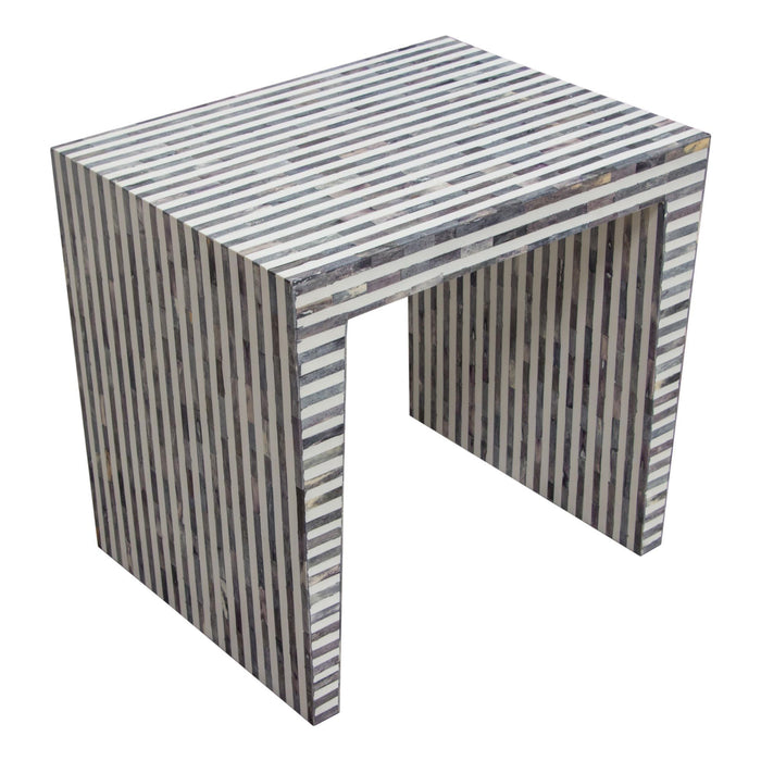 Mosaic End Table w/ Bone Inlay in Linear Pattern by Diamond Sofa