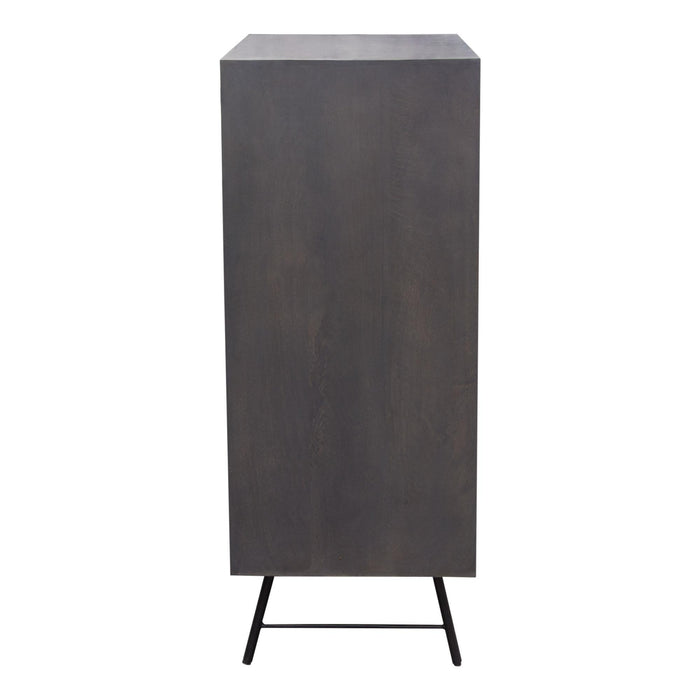 Neo 2-Door Solid Mango Wood High Cabinet in Smoke Grey Finish w/ Gun Metal Finished Base by Diamond Sofa