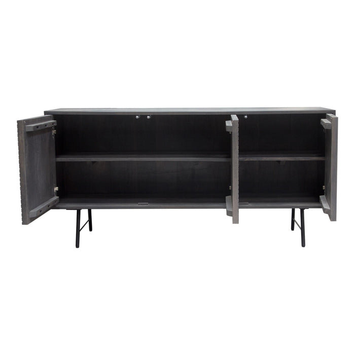 Neo 3-Door Solid Mango Wood Sideboard in Smoke Grey Finish w/ Gun Metal Finished Base by Diamond Sofa