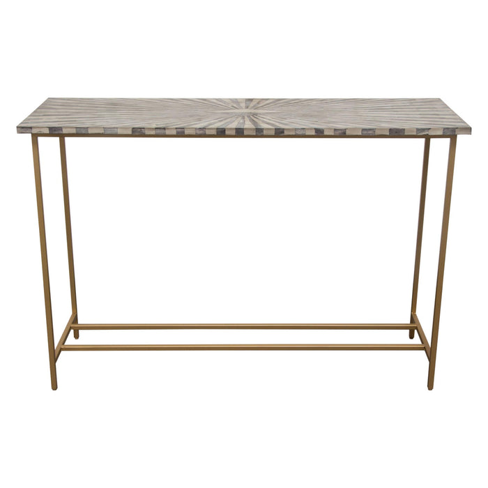 Prisma Console Table w/ Dyed Bone Inlay Sunburst Top & Brass Legs by Diamond Sofa image