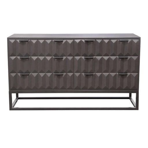 Spectrum 6-Drawer Solid Mango Wood Dresser in Smoke Grey Finish w/ Gun Metal Finished Legs by Diamond Sofa image