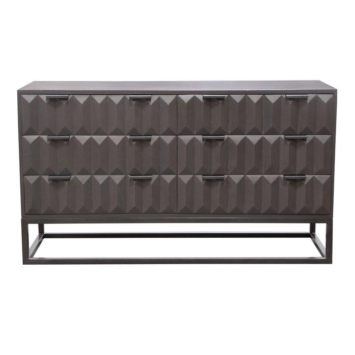 Spectrum 6-Drawer Solid Mango Wood Dresser in Smoke Grey Finish w/ Gun Metal Finished Legs by Diamond Sofa - Home And Beyond