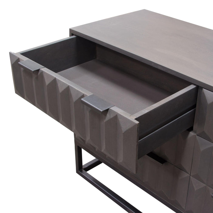 Spectrum 6-Drawer Solid Mango Wood Dresser in Smoke Grey Finish w/ Gun Metal Finished Legs by Diamond Sofa