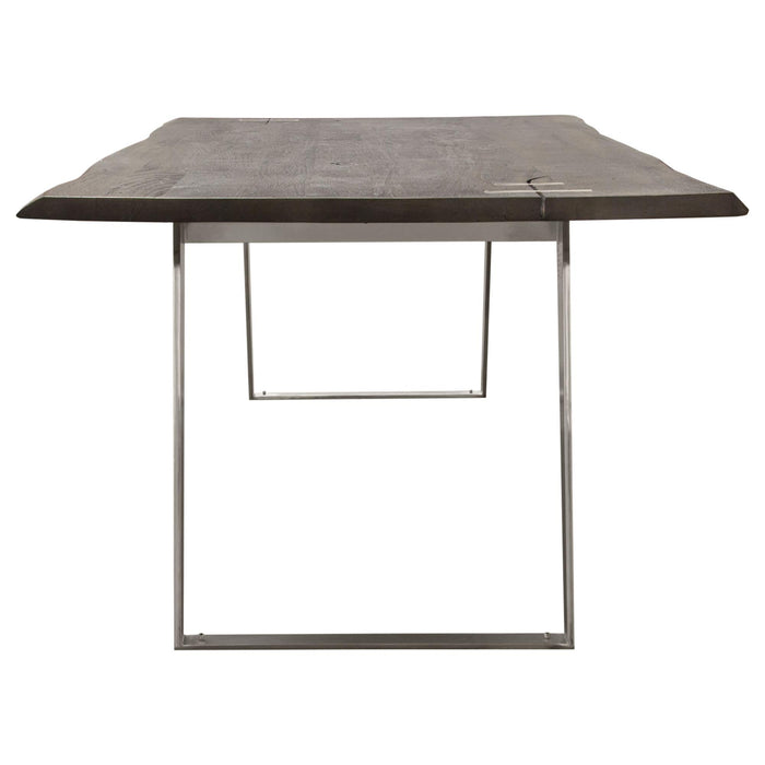 Titan Solid Acacia Wood Dining Table in Espresso Finish w/ Silver Metal Inlay & Base by Diamond Sofa