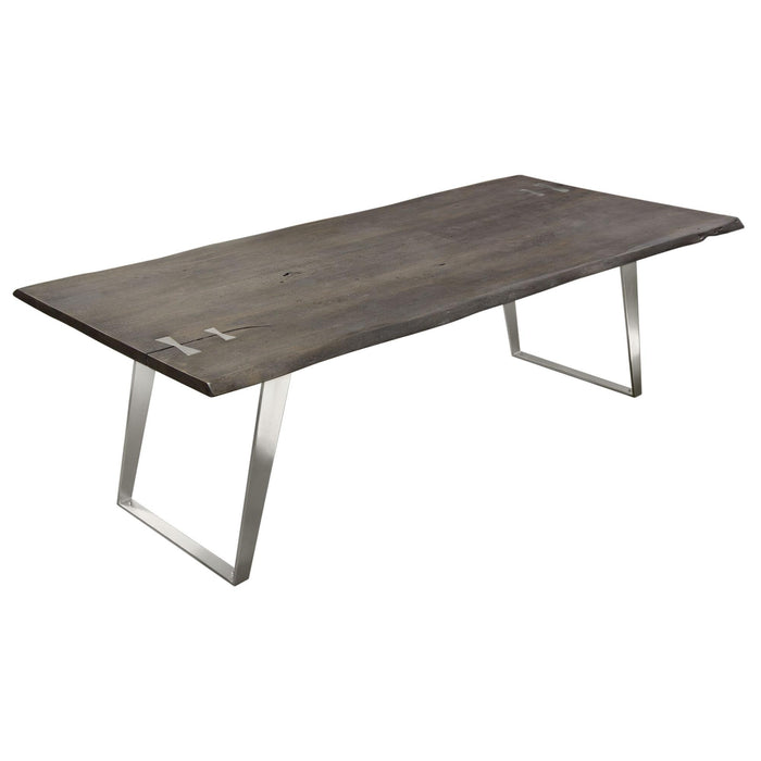 Titan Solid Acacia Wood Dining Table in Espresso Finish w/ Silver Metal Inlay & Base by Diamond Sofa