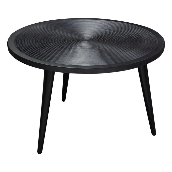 Vortex Round Cocktail Table in Solid Mango Wood Top in Black Finish & Iron Legs by Diamond Sofa