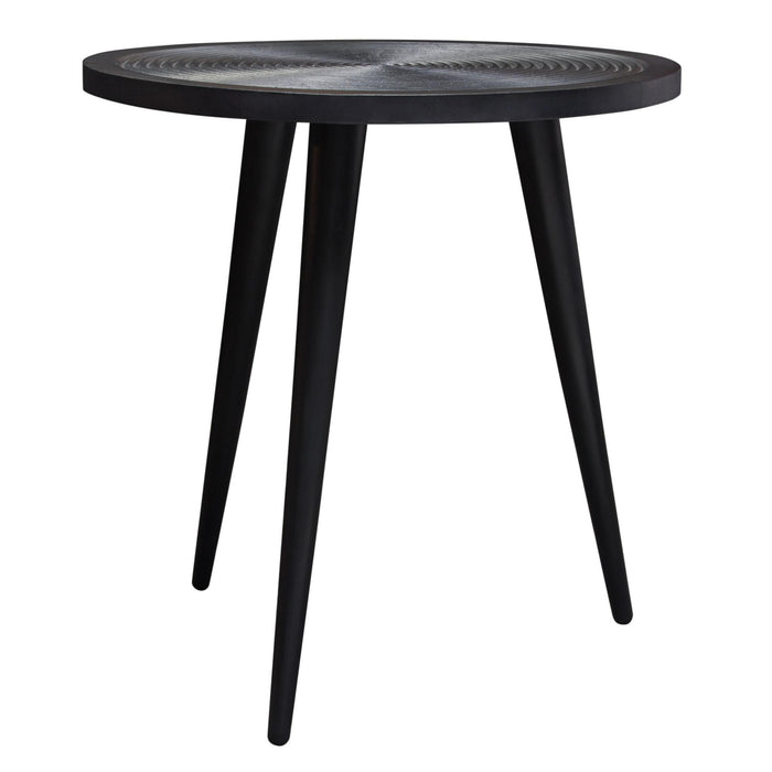 Vortex Round End Table in Solid Mango Wood Top in Black Finish & Iron Legs by Diamond Sofa