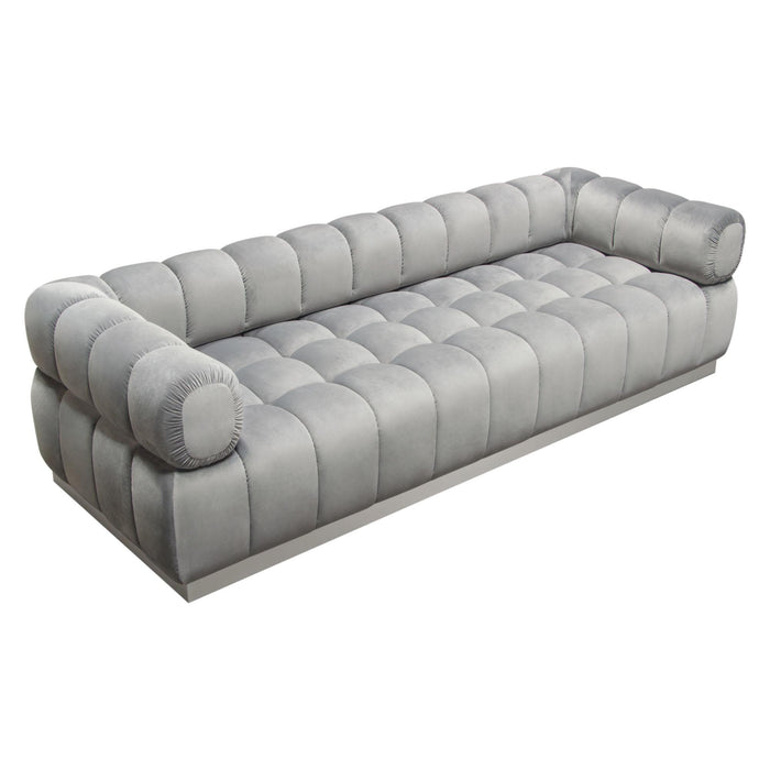 Image Low Profile Sofa in Platinum Grey Velvet w/ Brushed Silver Base by Diamond Sofa