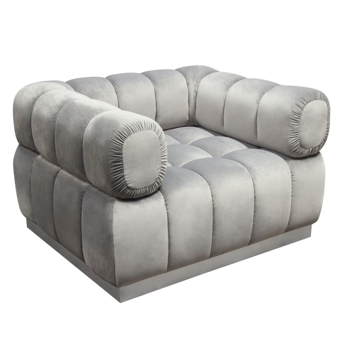 Image Low Profile Chair in Platinum Grey Velvet w/ Brushed Silver Base by Diamond Sofa