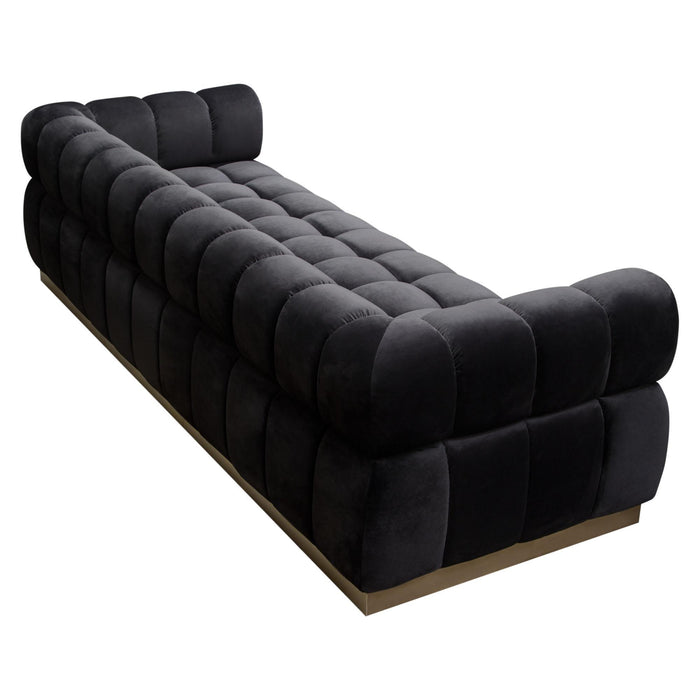 Image Low Profile Sofa in Black Velvet w/ Brushed Gold Base by Diamond Sofa