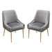 Set of (2) Quinn Dining Chairs w/ Vertical Outside Pleat Detail and Contoured Arm in Grey Velvet w/ Brushed Gold Metal Leg by Diamond Sofa image