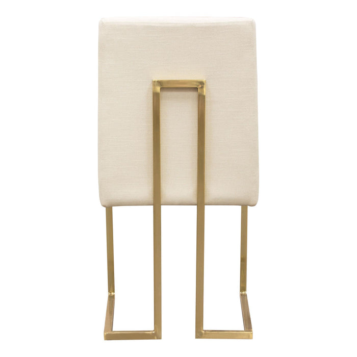 Set of (2) Skyline Dining Chairs in Cream Fabric w/ Polished Gold Metal Frame by Diamond Sofa