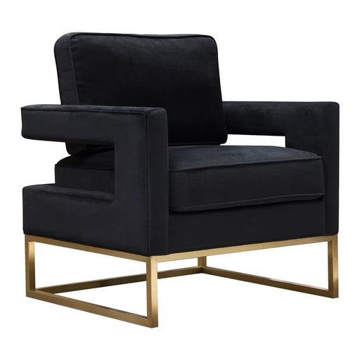 Lake Accent Chair in Black Performance Fabric w/ Brushed Gold Metal Base image