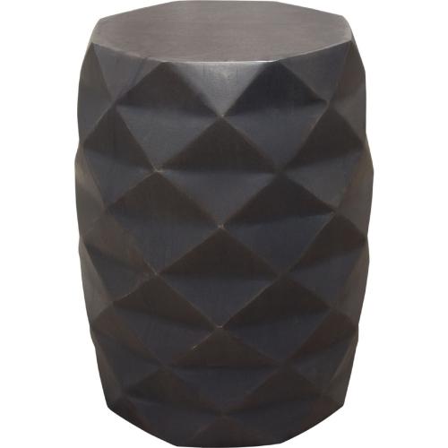 Fig Solid Mango Wood Accent Table in Grey Finish w/ Geometric Motif image