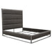 Empire Queen Bed in Weathered Grey PU with Hand brushed Silver Metal Frame image